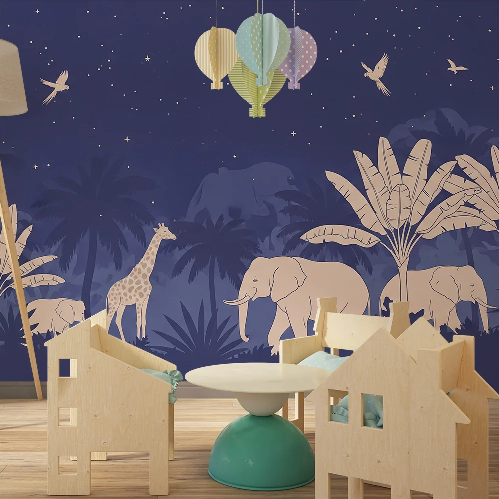 Papel de parede crianç | Nocturnal safari under stars