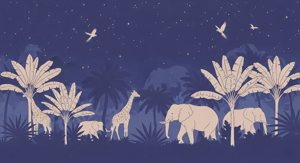 Papel de parede crianç | Nocturnal safari under stars