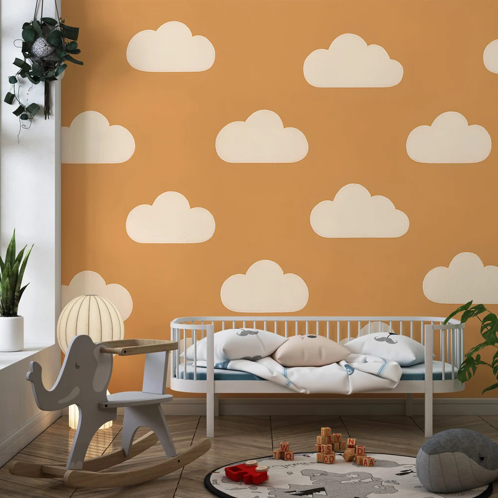 Papel de parede crianç | Nuvens suaves em fundo terroso