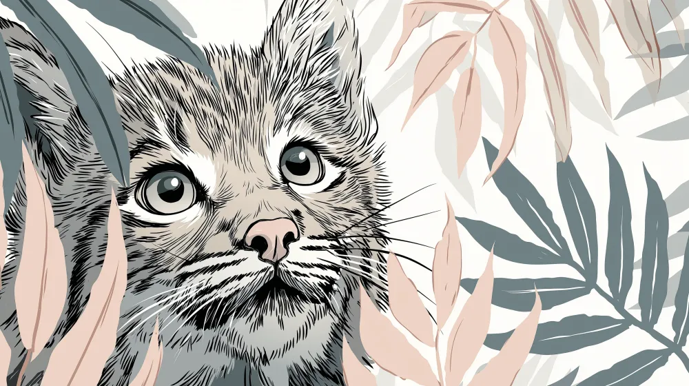 Papel de parede crianç | Olhar curioso de um gato na selva