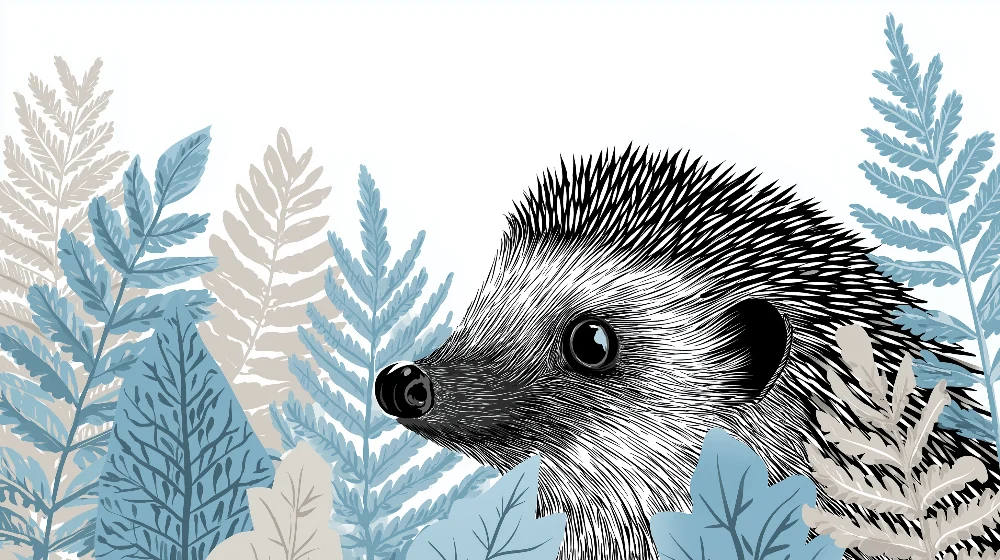 Papel de parede crianç | Ouriço curioso entre folhagens tranquilizantes