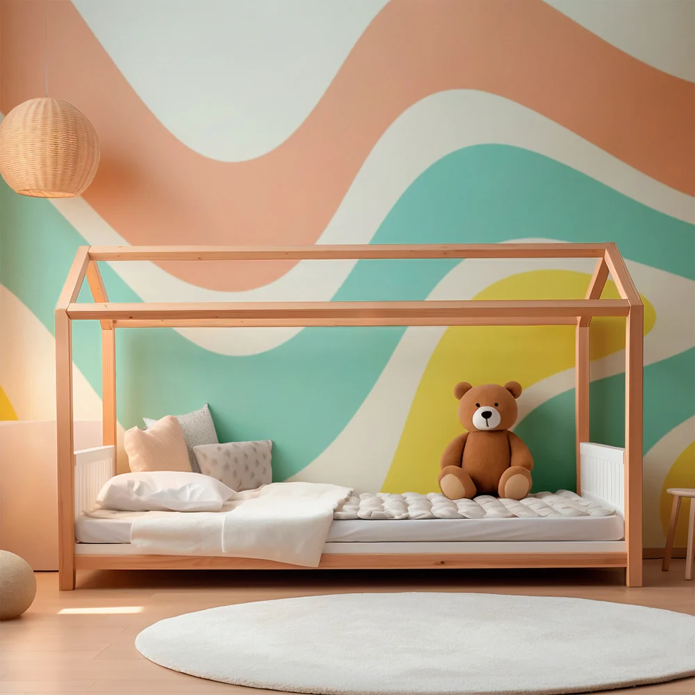 Papel de parede crianç | Padrões ondulados em cores pastel