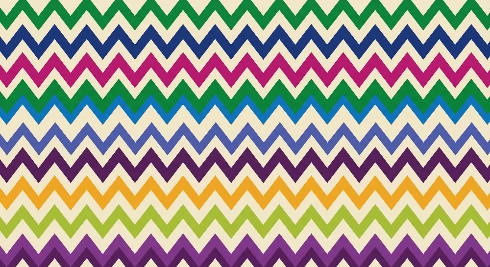 Papel de parede crianç | Padrão colorido em zigue-zague em verde, roxo e rosa