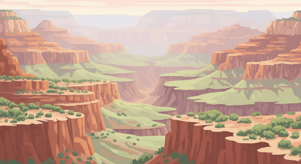 Papel de parede crianç | Paisagem de cânion com colinas verdejantes