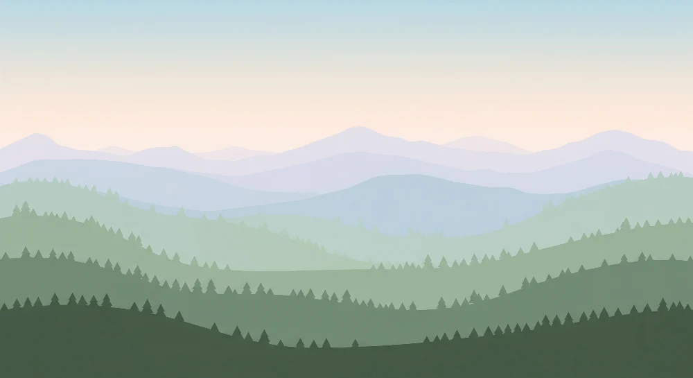 Papel de parede crianç | Paisagem de montanhas suaves e florestas tranquilizadoras