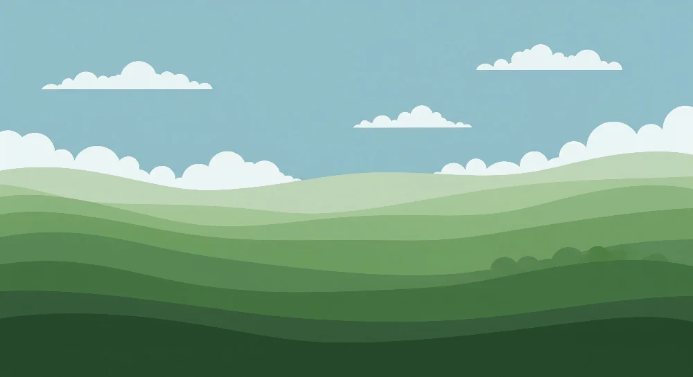 Papel de parede crianç | Paisagem ondulante em tons de verde e céu azul