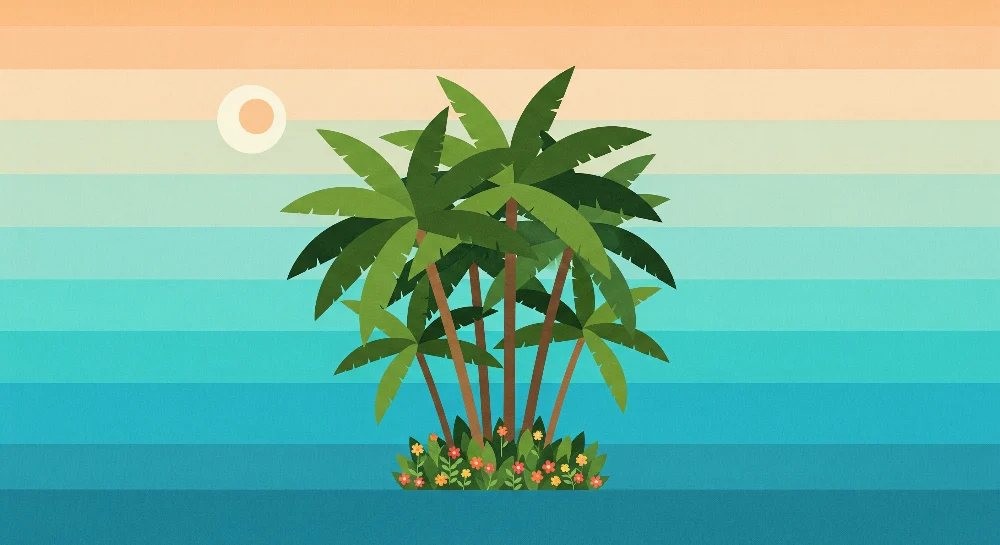 Papel de parede crianç | Palmeiras tropicais em fundo degradê oceânico