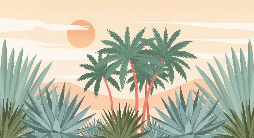 Papel de parede crianç | Palmeiras tropicais ao pôr do sol