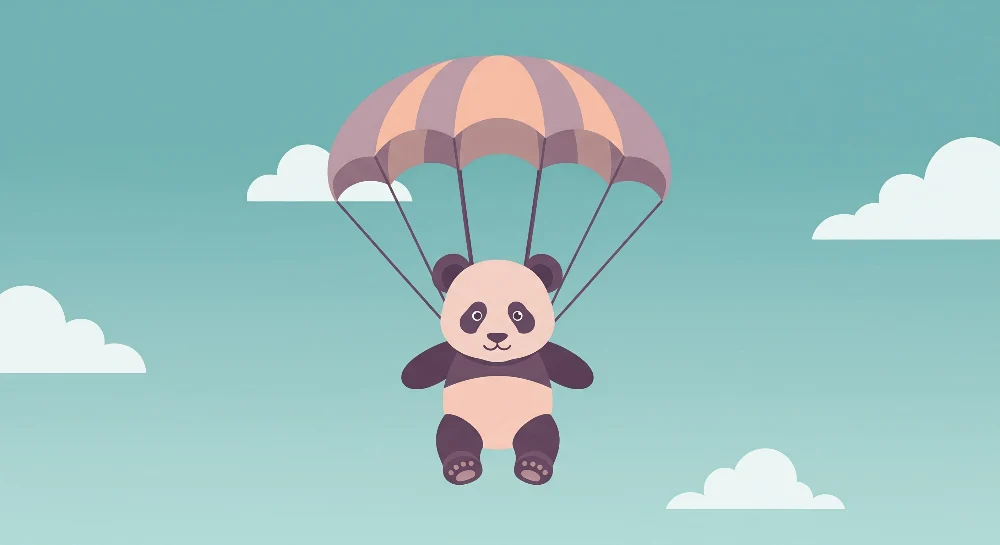 Papel de parede crianç | Panda simpático de paraquedas