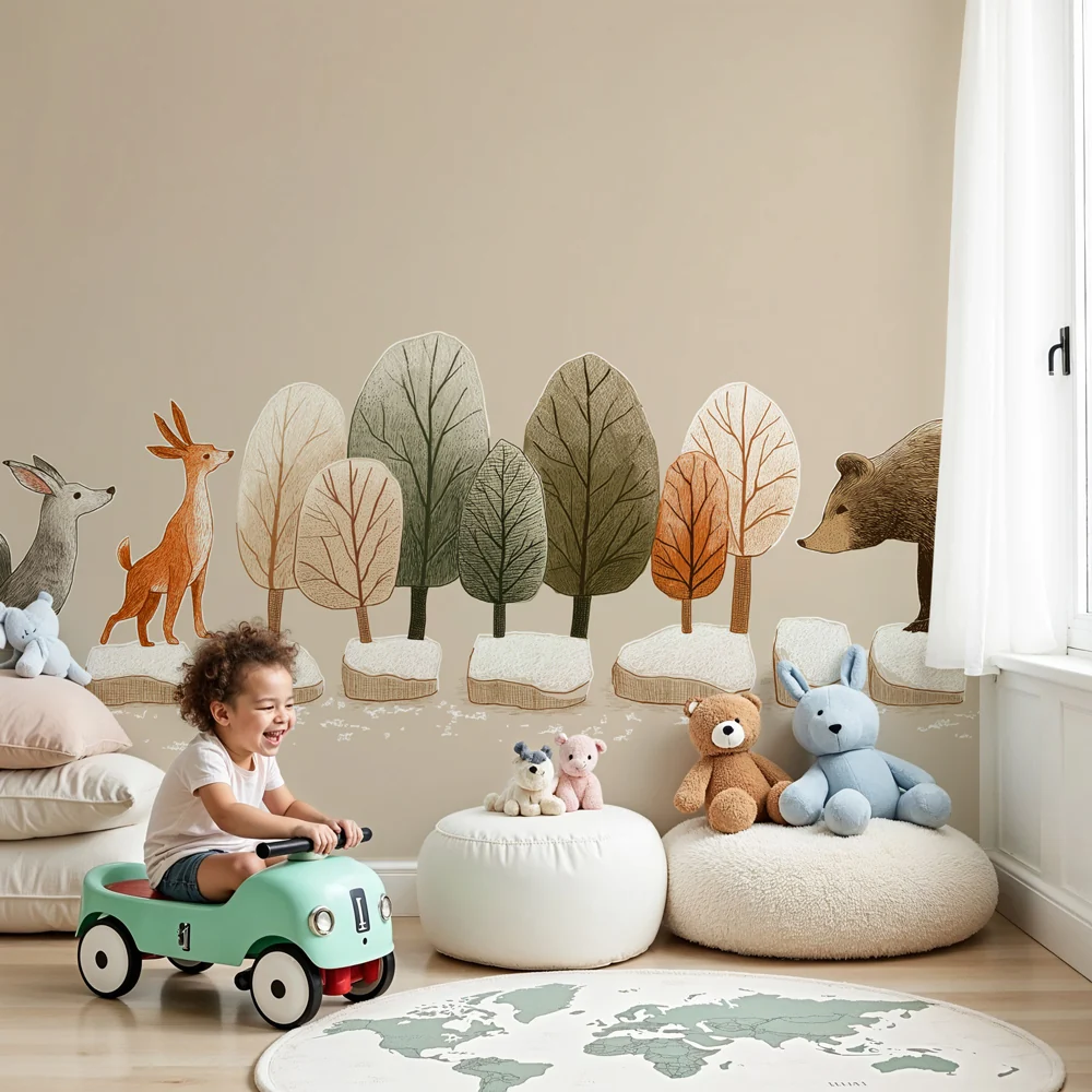 Papel de parede crianç | Passeio de animais na floresta