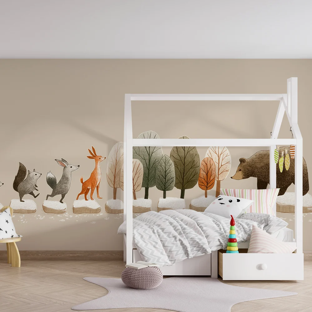 Papel de parede crianç | Passeio de animais na floresta