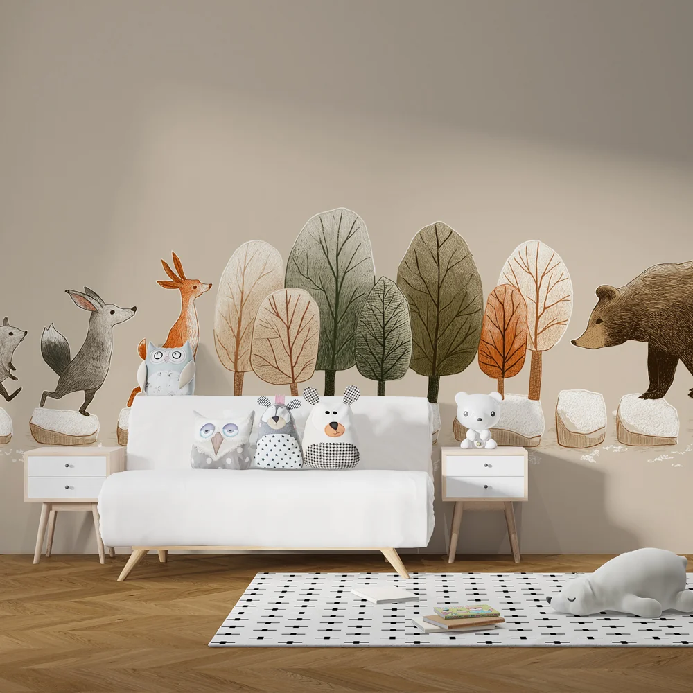 Papel de parede crianç | Passeio de animais na floresta