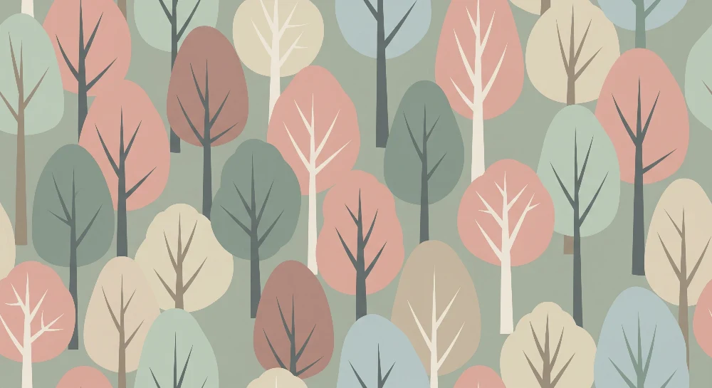 Papel de parede crianç | Pastel floresta com lindas árvores pequenas