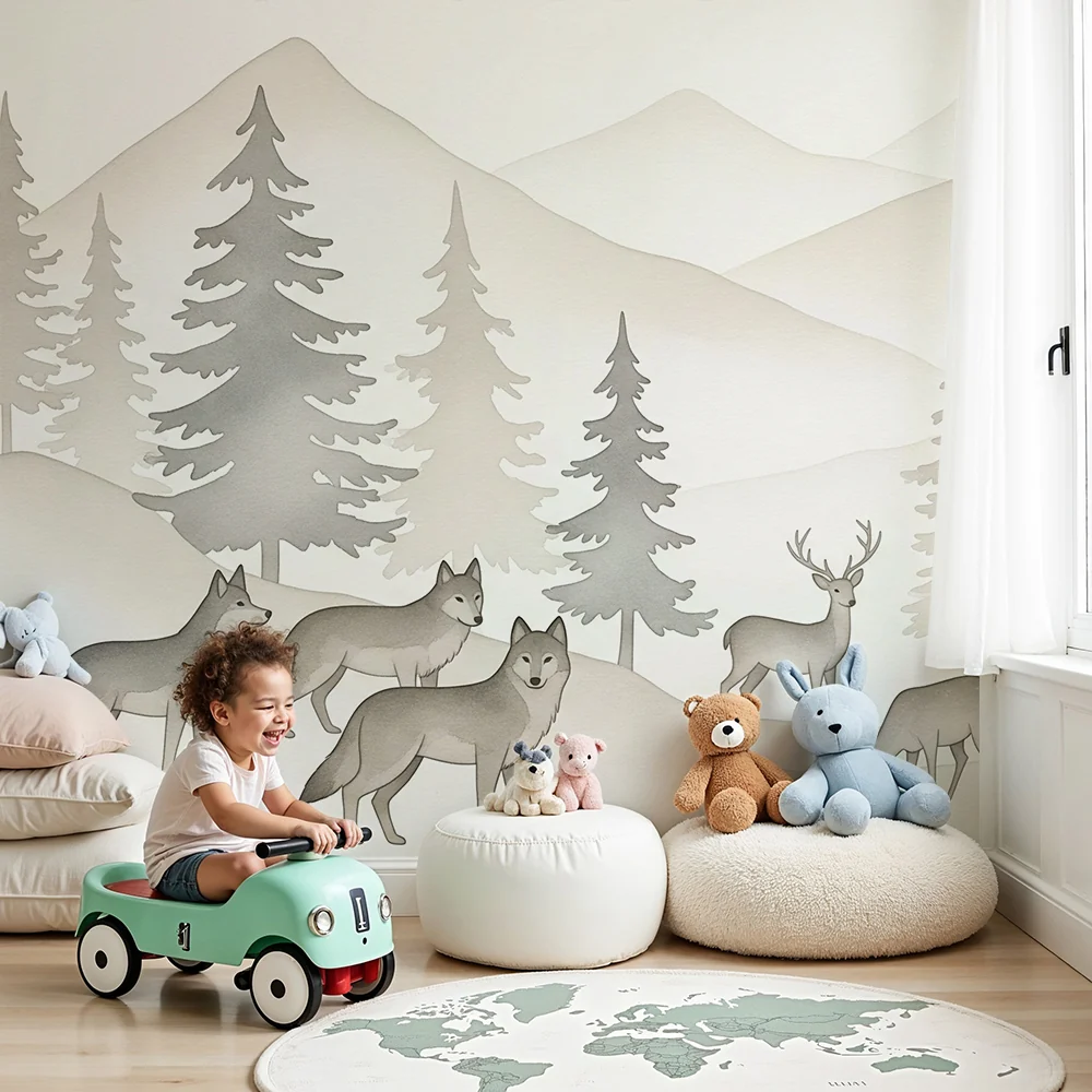 Papel de parede crianç | Peaceful forest wild animals