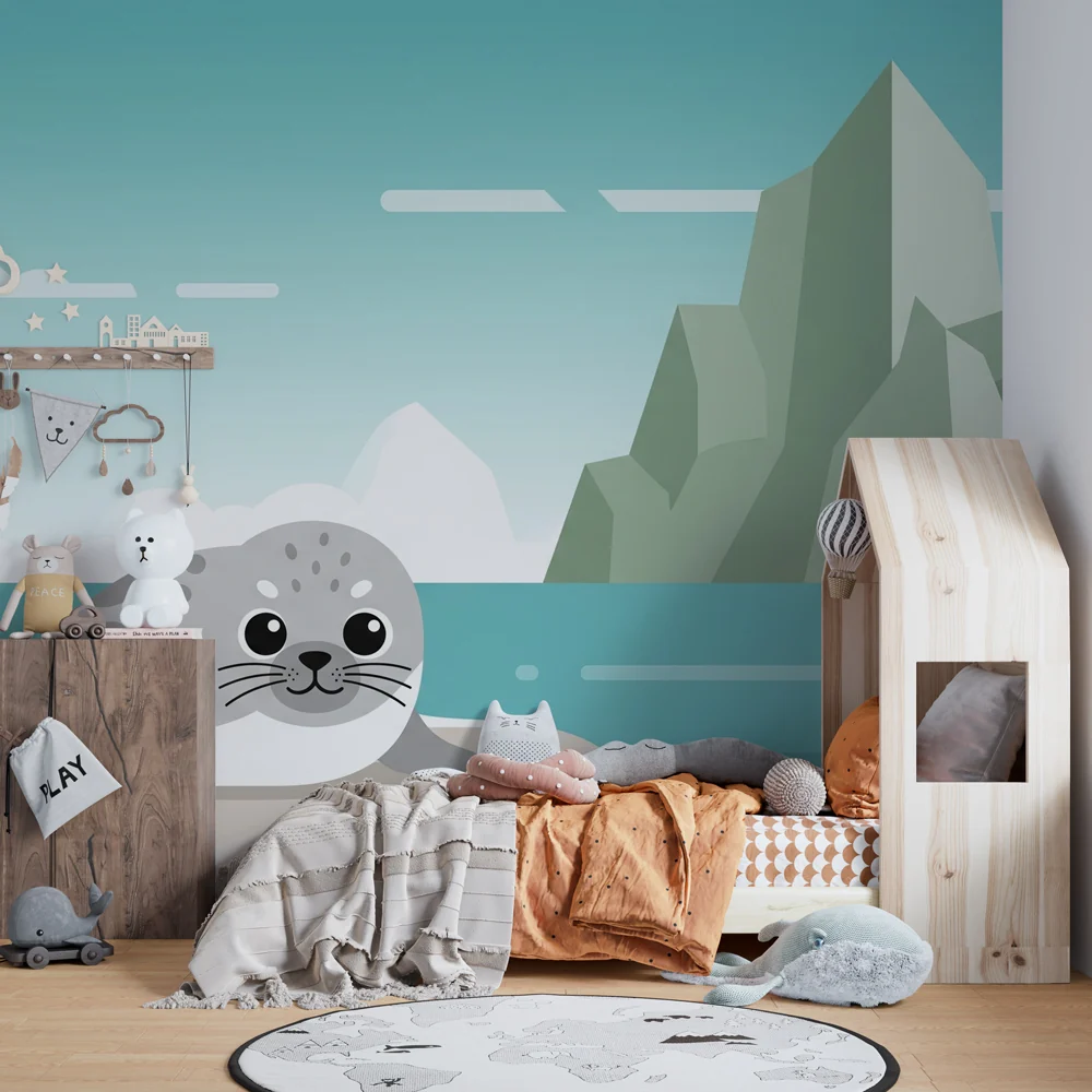 Papel de parede crianç | Pequena foca e paisagens glaciais