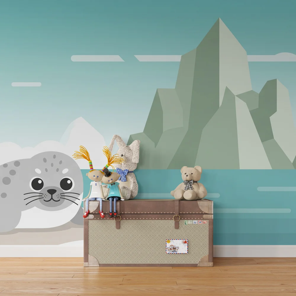 Papel de parede crianç | Pequena foca e paisagens glaciais