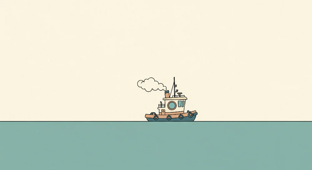 Papel de parede crianç | Pequeno barco de pesca em um mar calmo