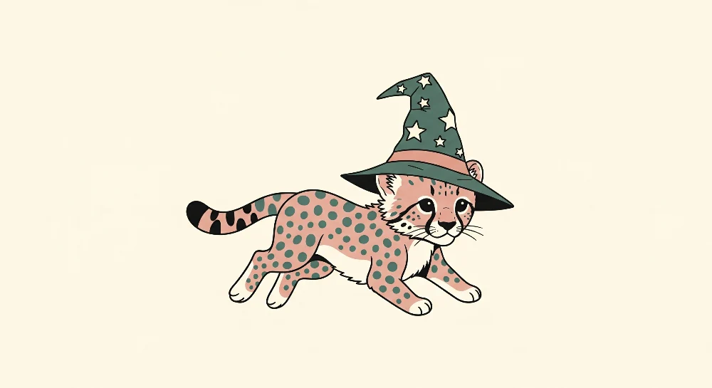 Papel de parede crianç | Pequeno leopardo mágico com chapéu de feiticeiro