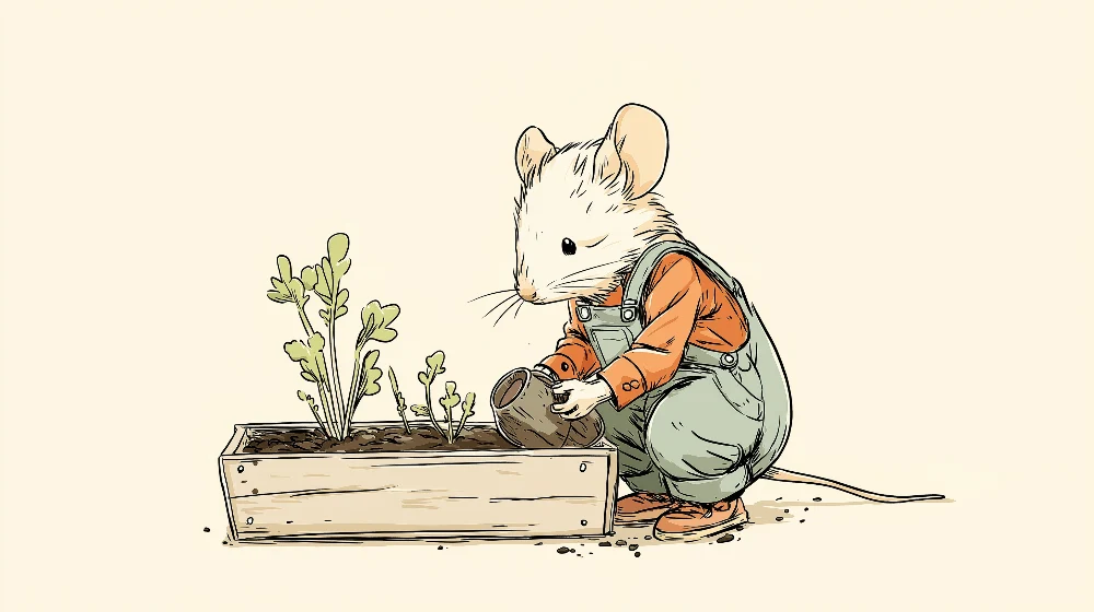 Papel de parede crianç | Pequeno rato jardineiro com suas plantas