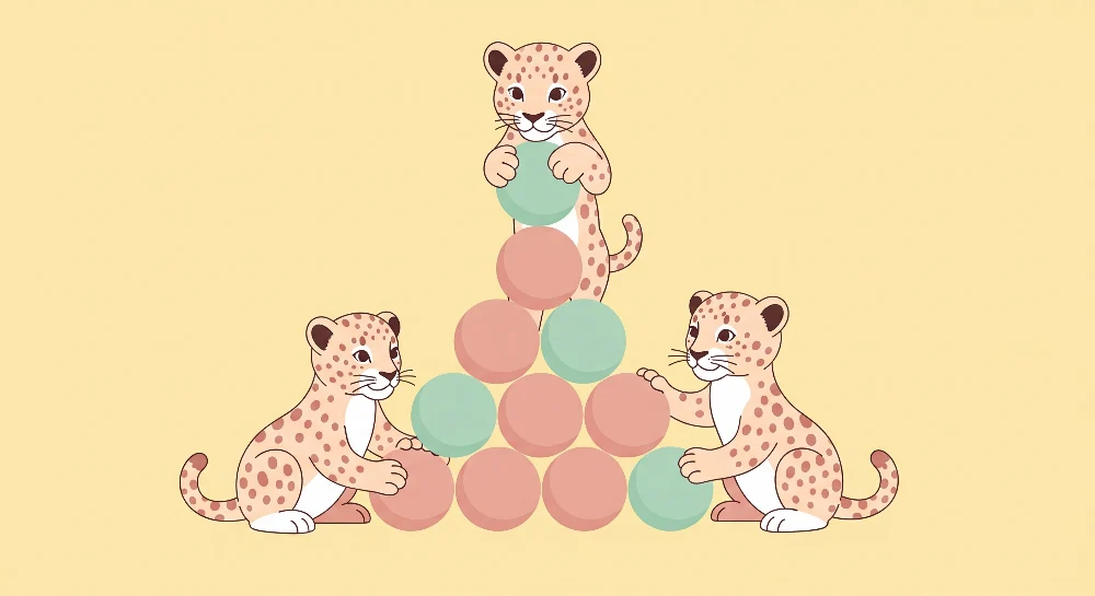 Papel de parede crianç | Pequenos leopardos brincar com bolas coloridas