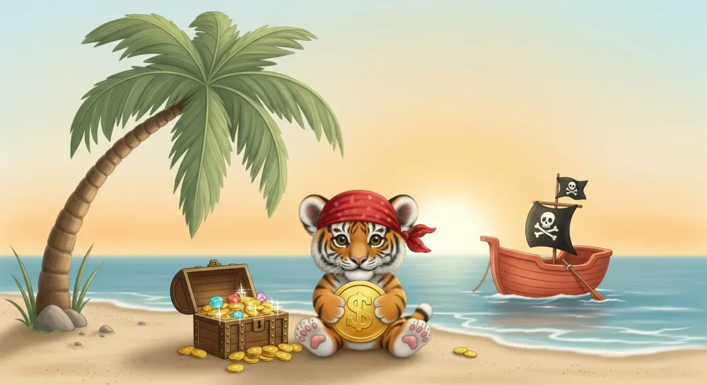Papel de parede crianç | Piratski tigar na plazhata