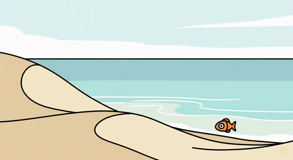 Papel de parede crianç | Praia ensolarada e peixe divertido