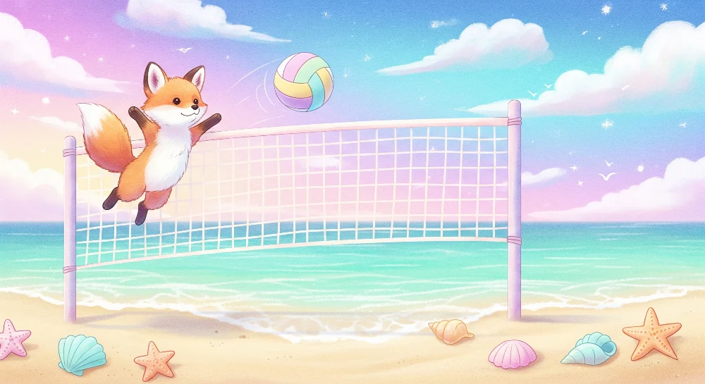 Papel de parede crianç | Praia de voleibol de raposa jogador