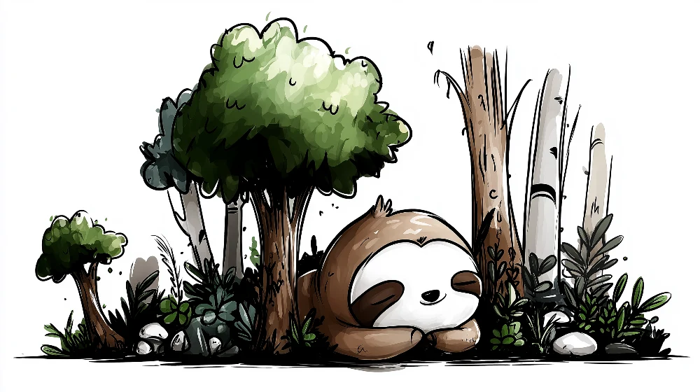 Papel de parede crianç | Preguiç dormindo no coração da natureza