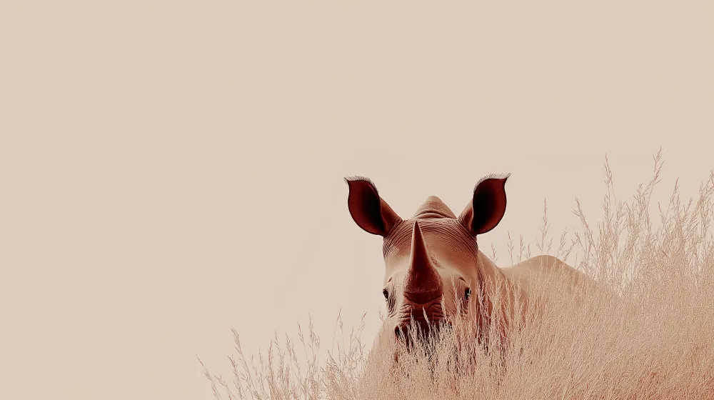 Papel de parede crianç | Rinoceronte curioso na savana