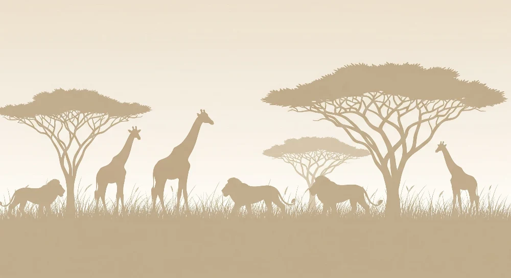 Papel de parede crianç | Safari com girafas e leões