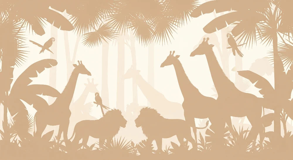 Papel de parede crianç | Safari na selva com animais majestosos