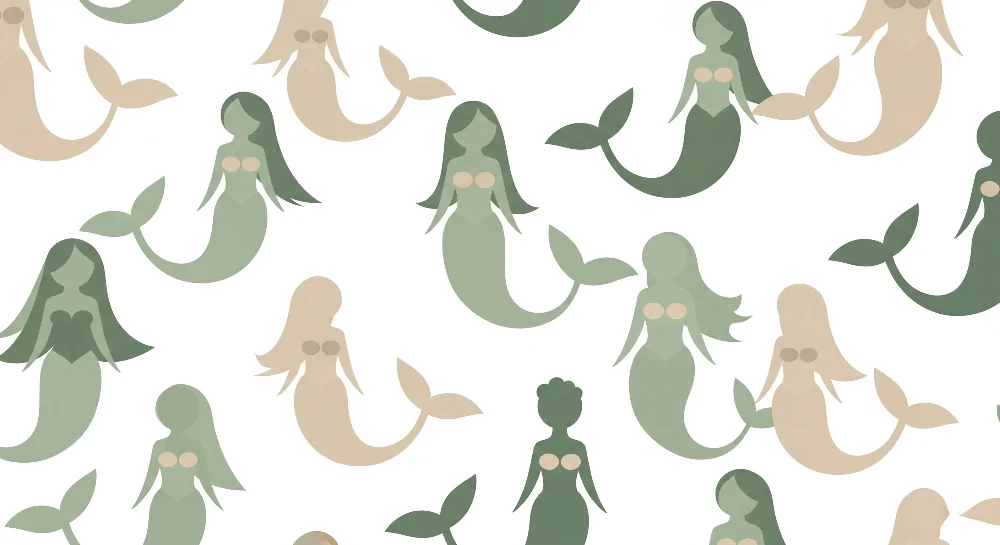 Papel de parede crianç | Sereias em tons de verde