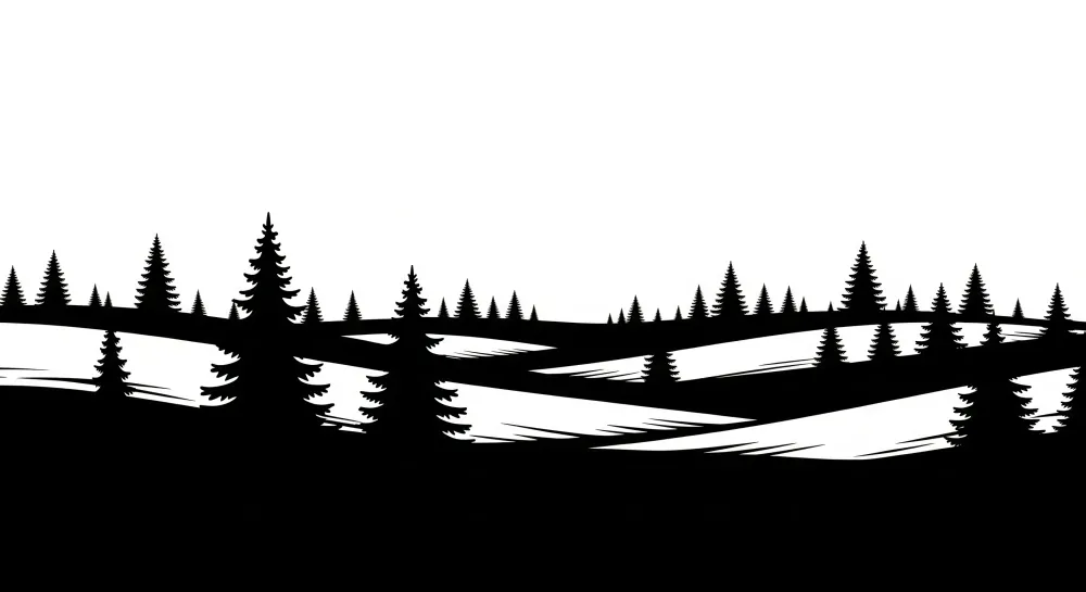 Papel de parede crianç | Silhueta da floresta com pinheiros majestosos