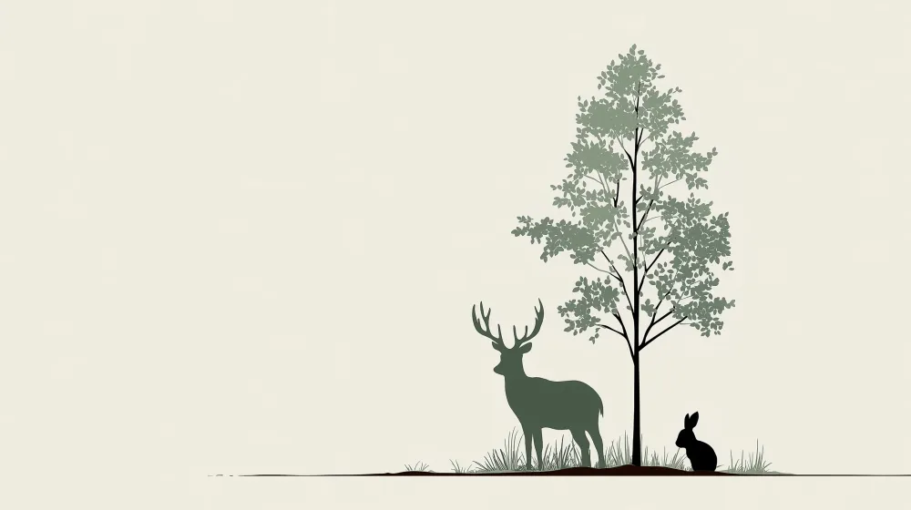 Papel de parede crianç | Silhuetas de animais da floresta com um veado e um coelho