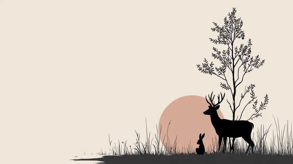 Papel de parede crianç | Silhuetas de animais em uma paisagem serena