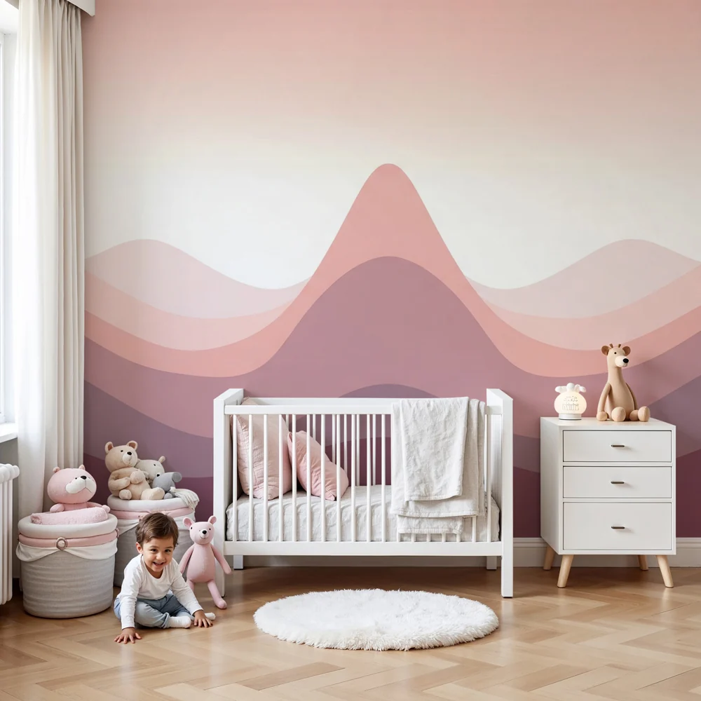 Papel de parede crianç | Suaves ondas em tons pastel