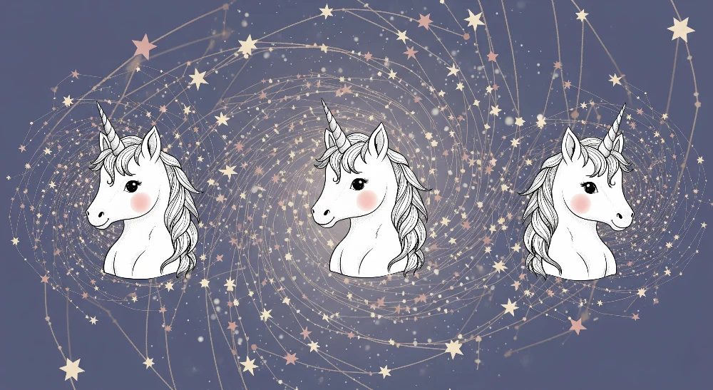 Papel de parede crianç | Unicórnios e estrelas brilhantes