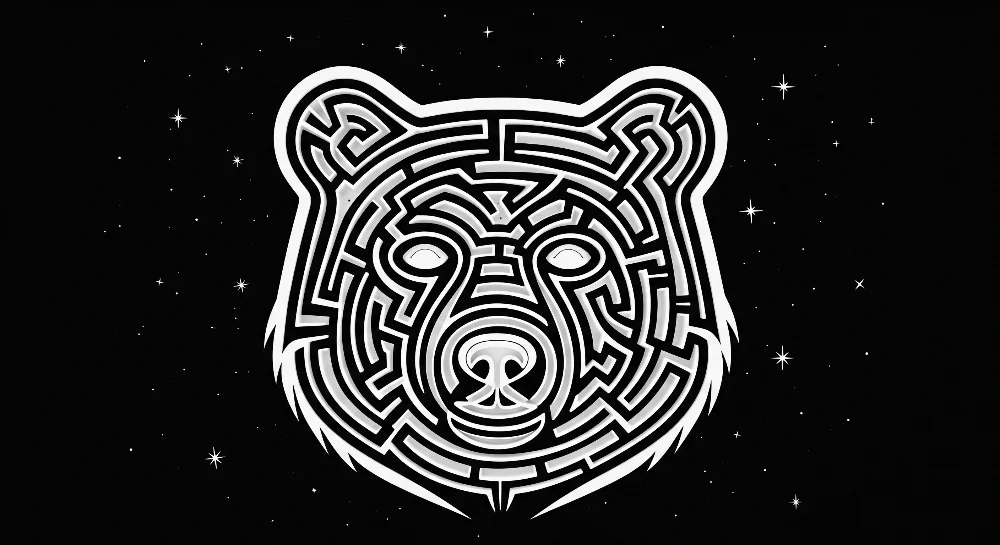 Papel de parede crianç | Urso labirinto em fundo estrelado