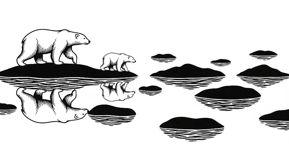 Papel de parede crianç | Ursos polares e ilhas em fundo branco