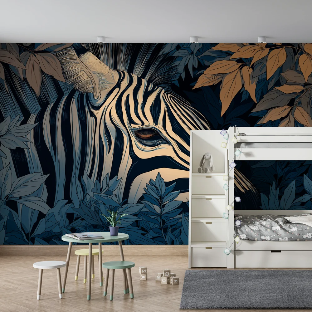 Papel de parede crianç | Zebra escondida na selva