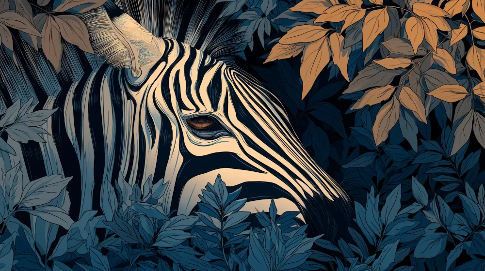 Papel de parede crianç | Zebra escondida na selva