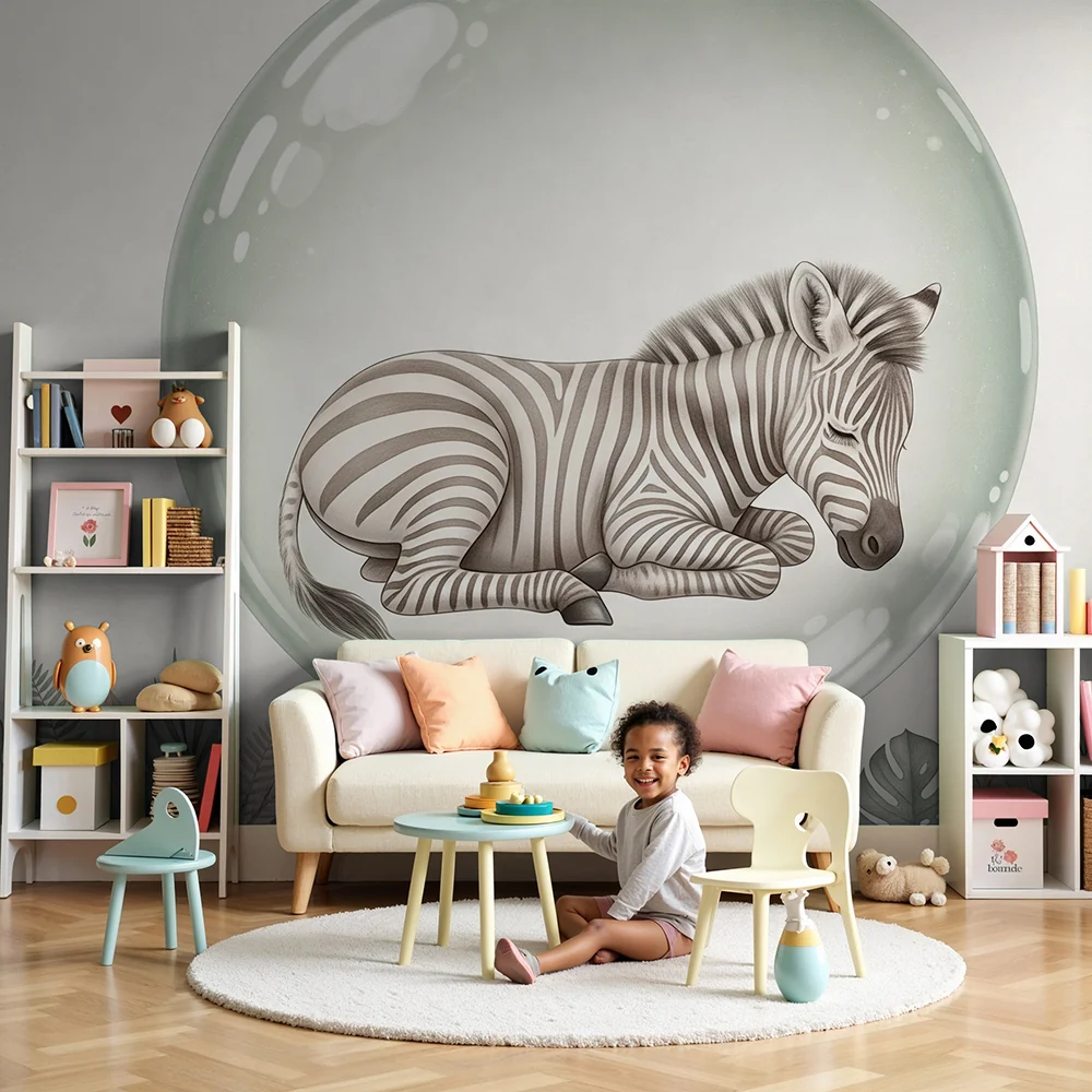 Papel de parede quarto bebê | Заспалата зебра в мехур