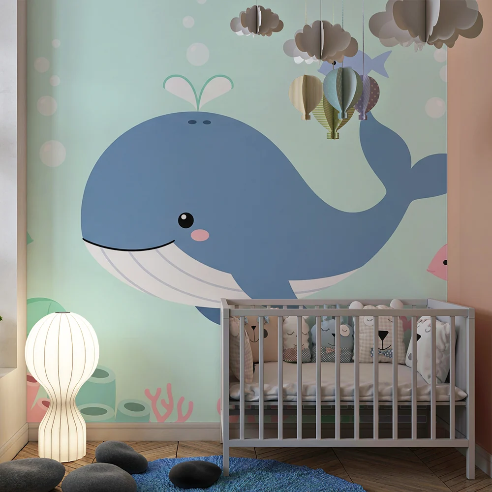 Papel de parede quarto bebê | Весела китка и цветни риби в подводен свят