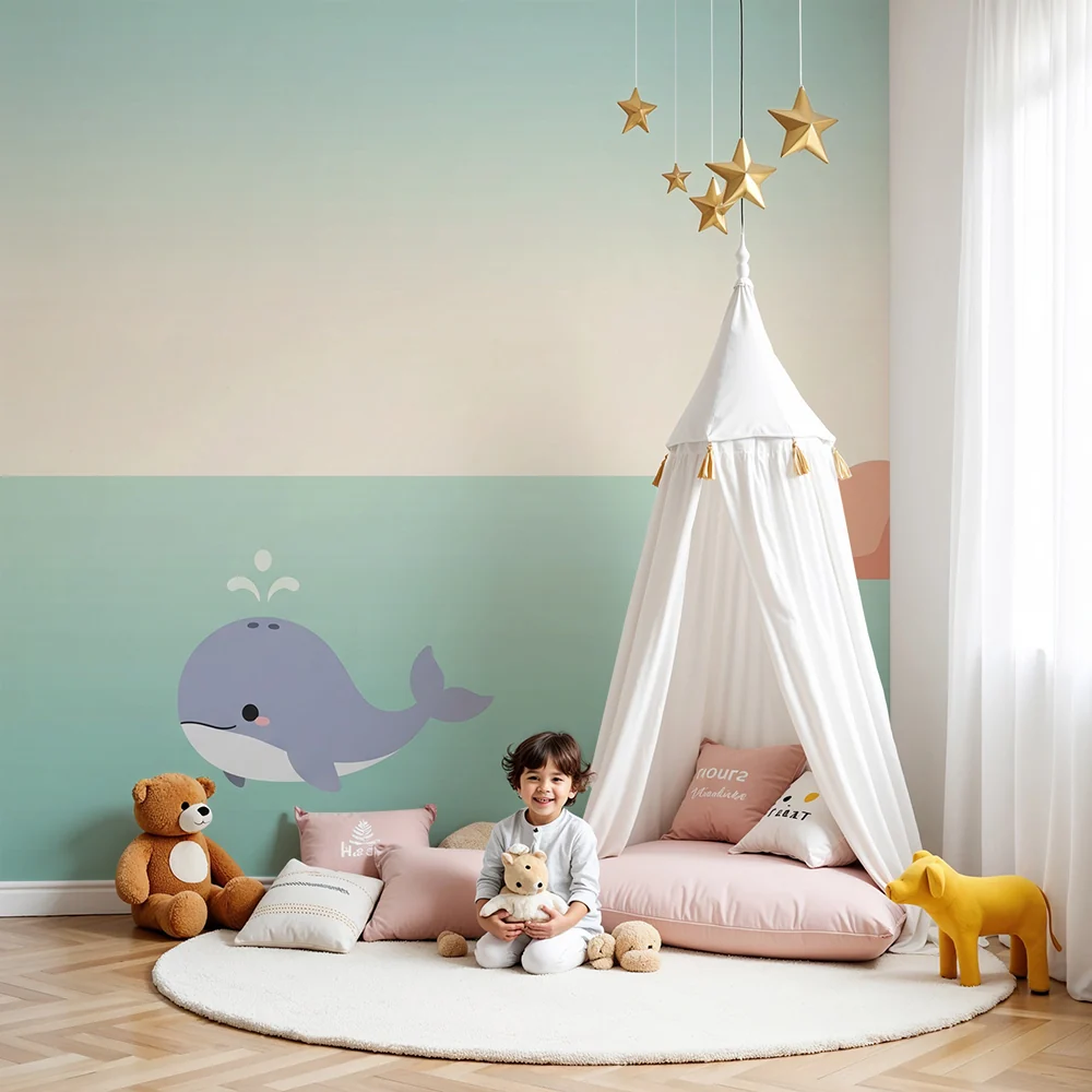 Papel de parede quarto bebê | Весела китка и цветни морски пейзажи