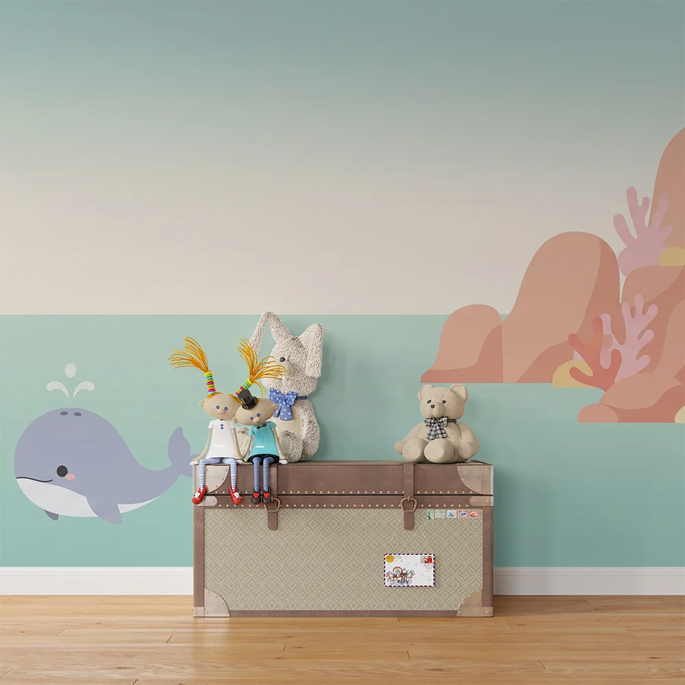 Papel de parede quarto bebê | Весела китка и цветни морски пейзажи