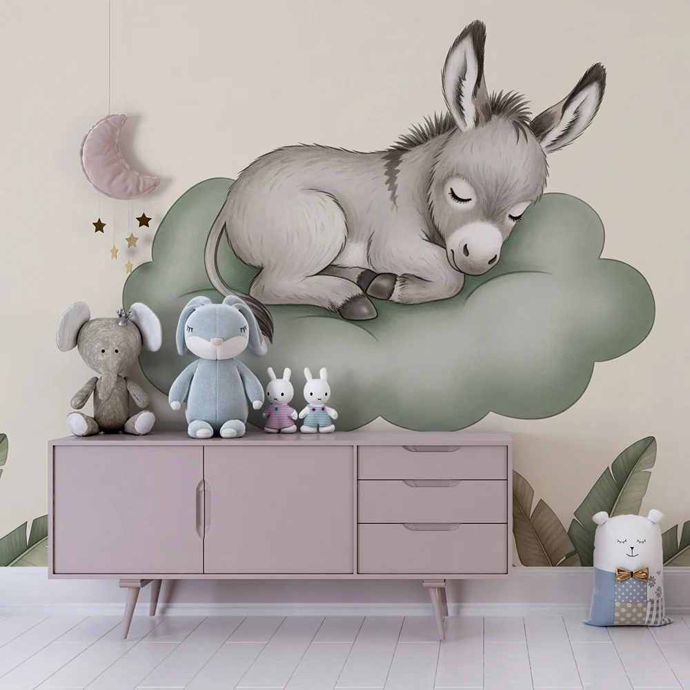 Papel de parede quarto bebê | Малка магаре спи на облак