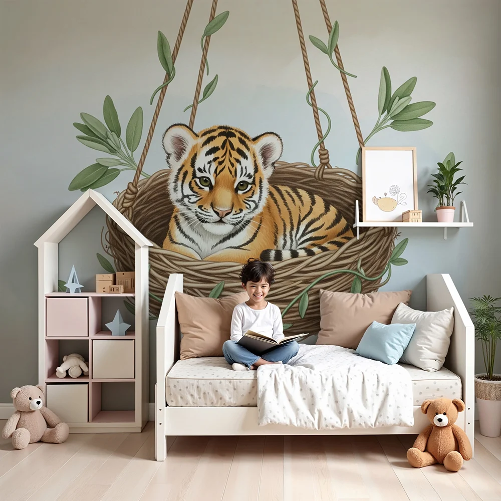 Papel de parede quarto bebê | Малко тигър в гнездо