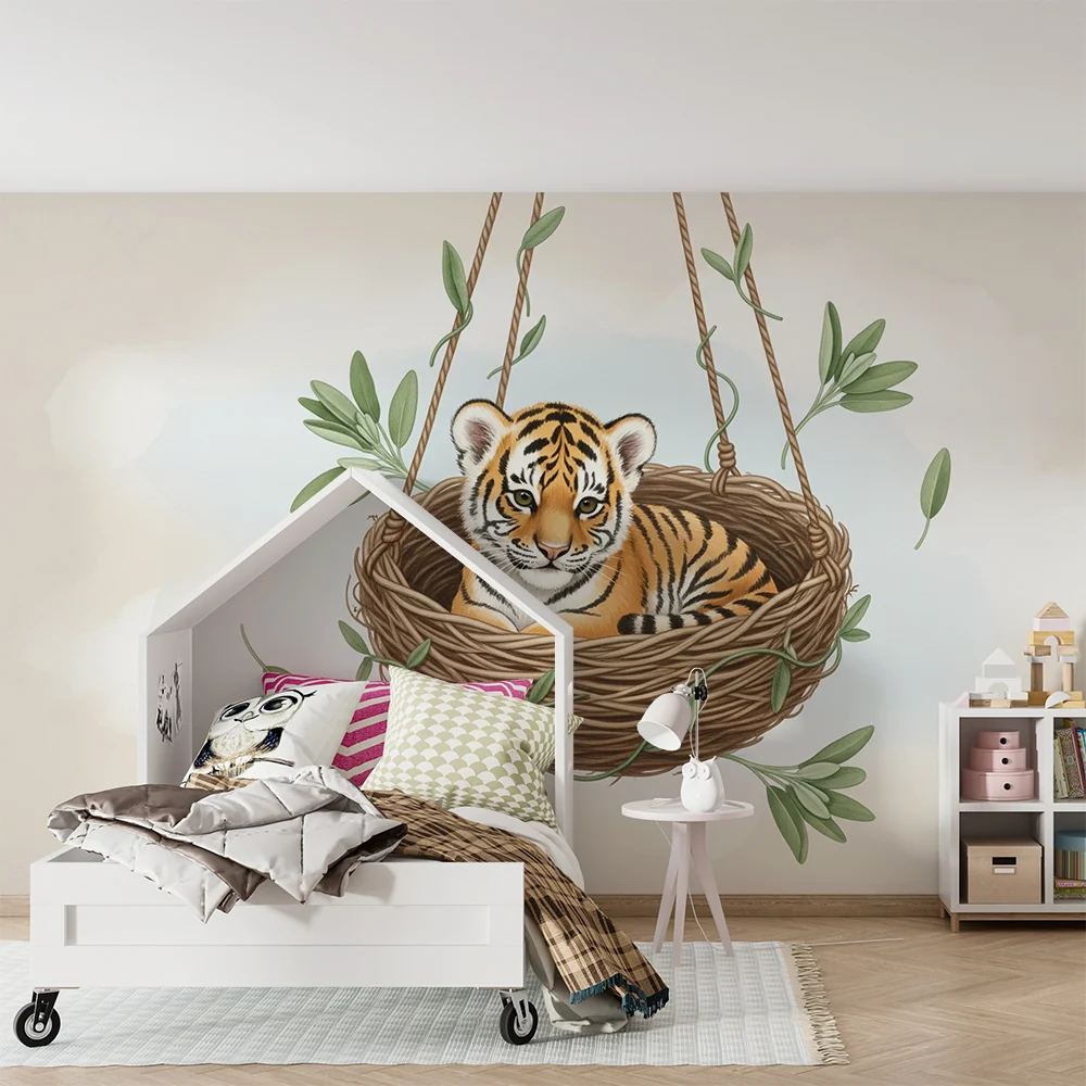 Papel de parede quarto bebê | Малко тигър в гнездо