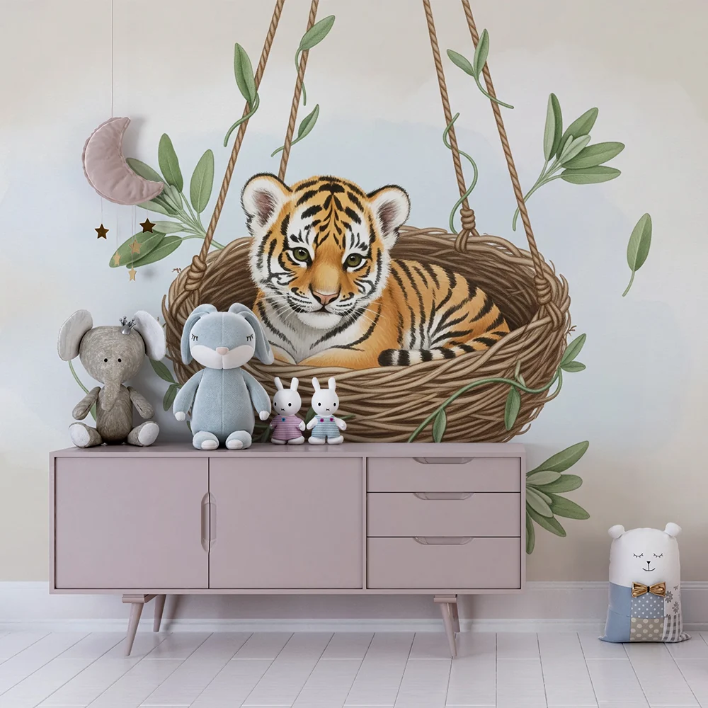Papel de parede quarto bebê | Малко тигър в гнездо