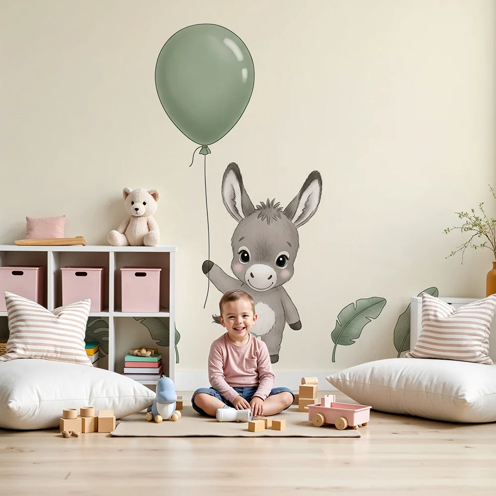 Papel de parede quarto bebê | Малко весело магаре с балон